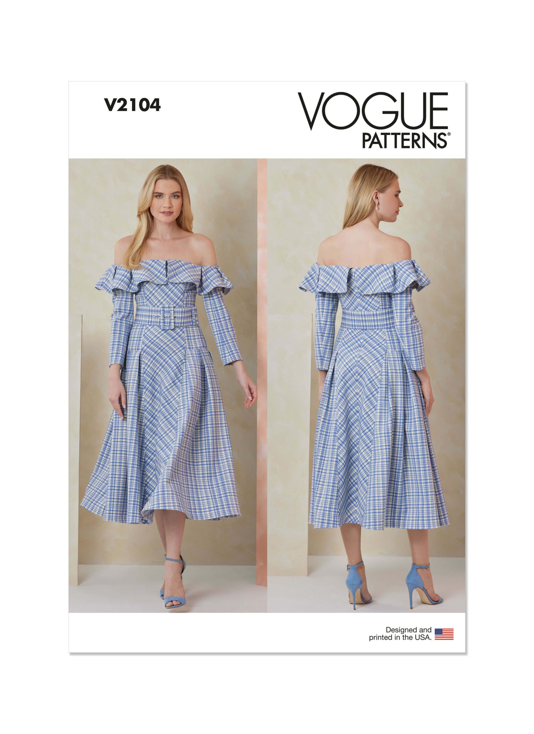 Vogue Patterns Sewing Pattern V2104 Misses’ Dress and Belt