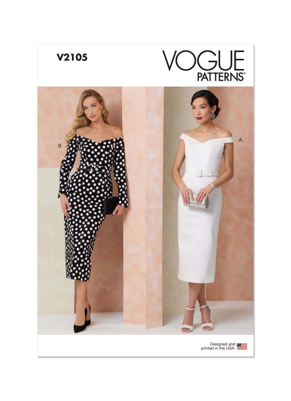 Vogue Patterns Sewing Pattern V2105 Misses' Dress with Petite Lines and Belt