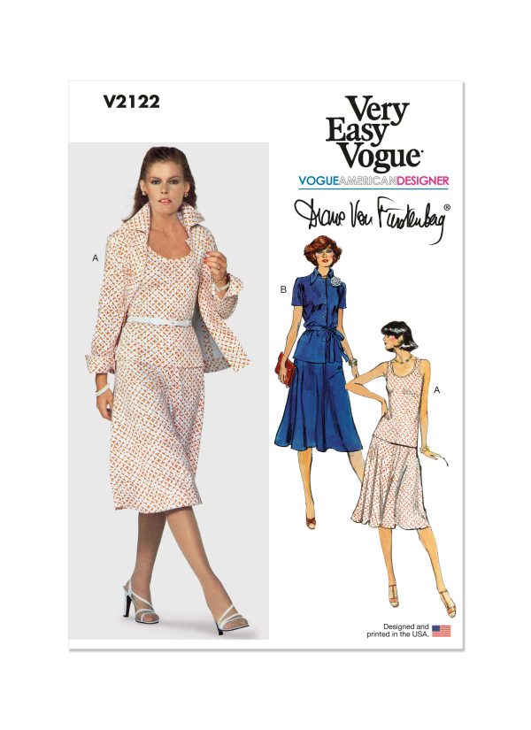 Vogue Patterns Sewing Pattern V2122 Misses' Knit Jacket, Belt, Skirt and Top by Diane von Furstenberg