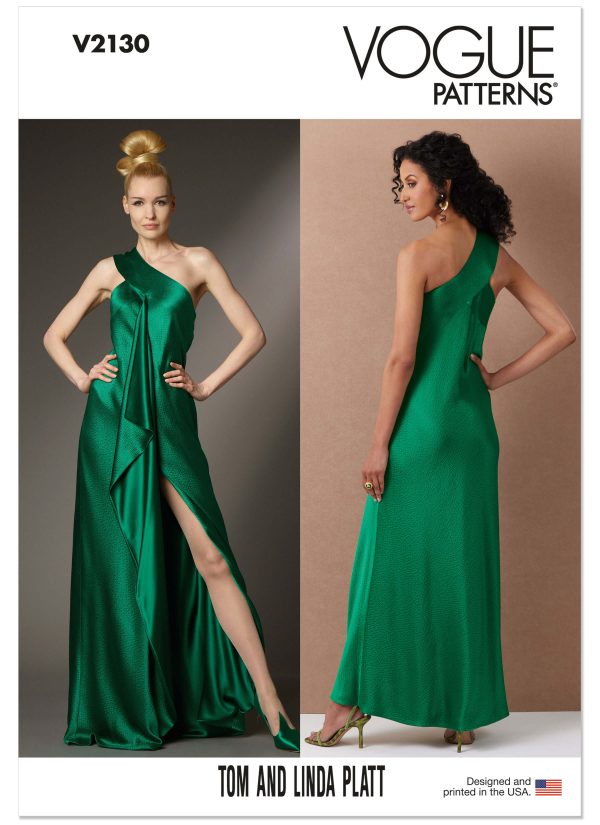 Vogue Patterns Sewing Pattern V2130 Misses' Bias Cut One Shoulder Dress by Tom And Linda Platt