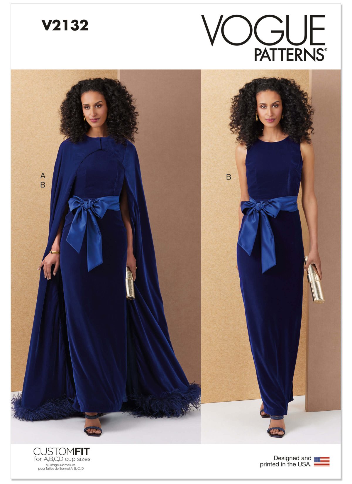 Vogue Patterns Sewing Pattern V2132 Misses' Full-Length Cape and Dress with Sash