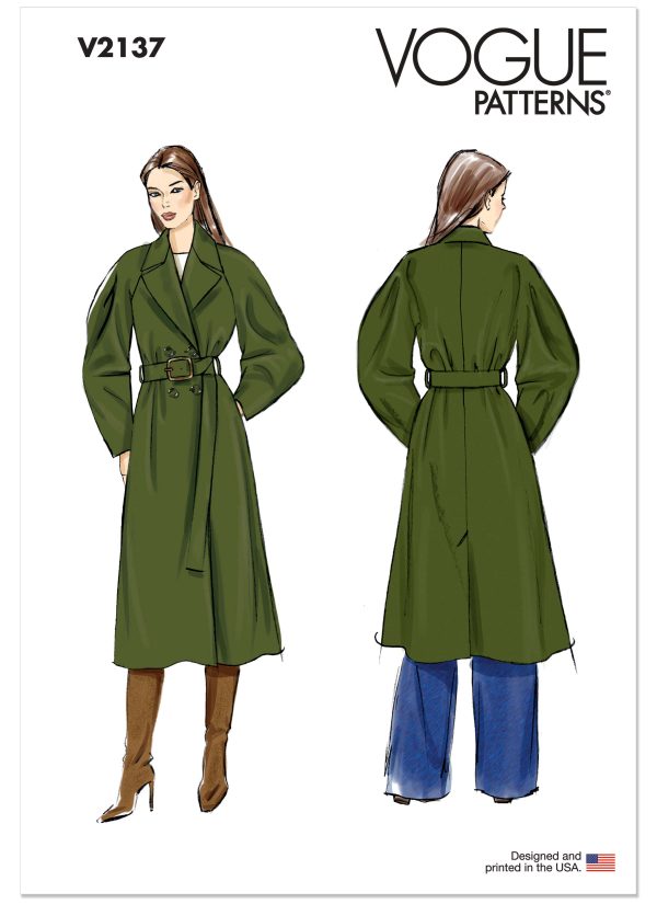 Vogue Patterns Sewing Pattern V2137 Misses' Trench Coat and Belt