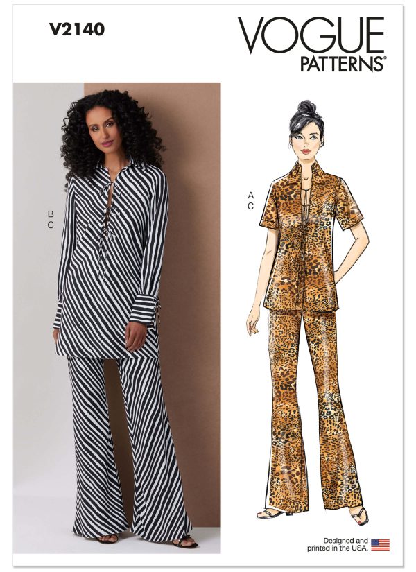 Vogue Patterns Sewing Pattern V2140 Misses' Tunic with Sleeve Variations and Trousers