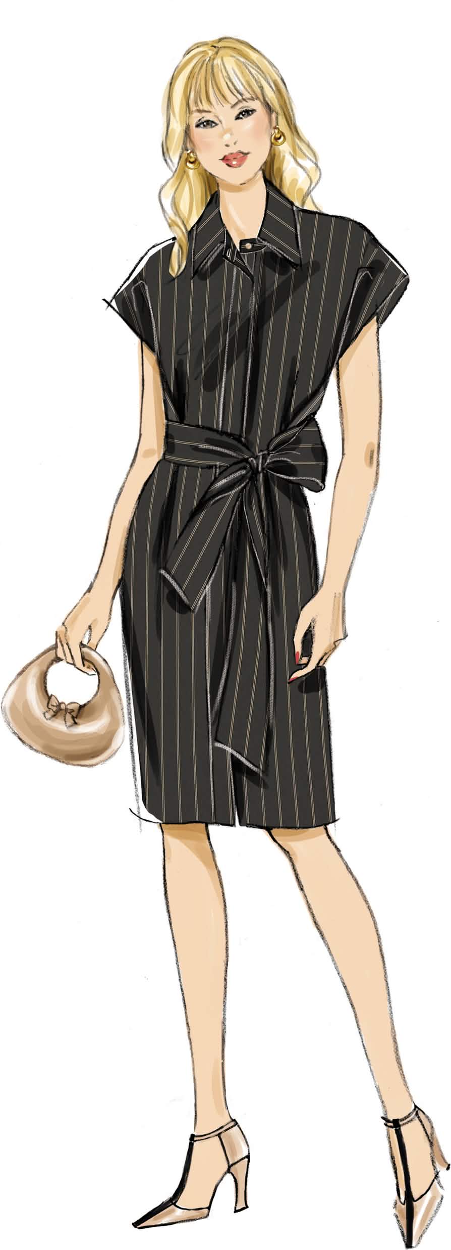Vogue Patterns Sewing Pattern V2151 Misses' Shirtdress in Two Lengths and Sash