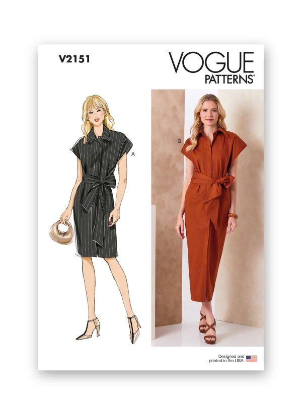 Vogue Patterns Sewing Pattern V2151 Misses' Shirtdress in Two Lengths and Sash