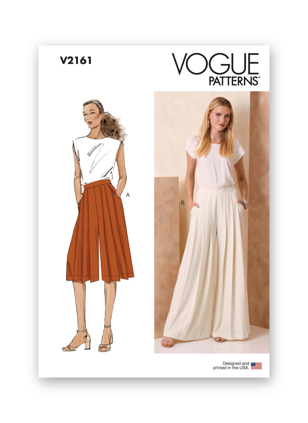 Vogue Patterns Sewing Pattern V2161 Misses' Pleated High Waist Trousers in Two Lengths