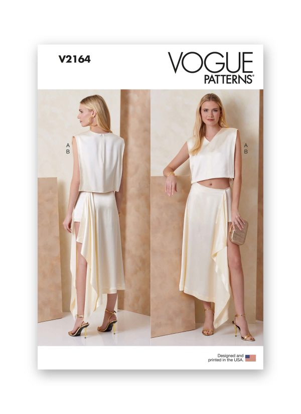 Vogue Patterns Sewing Pattern V2164 Misses' Cropped Top and Draped Skort