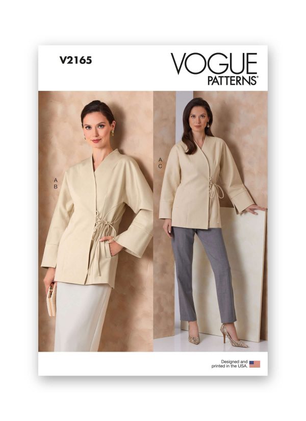Vogue Patterns Sewing Pattern V2165 Misses' Wrap Jacket, Slim Midi Skirt and Straight Leg Trousers