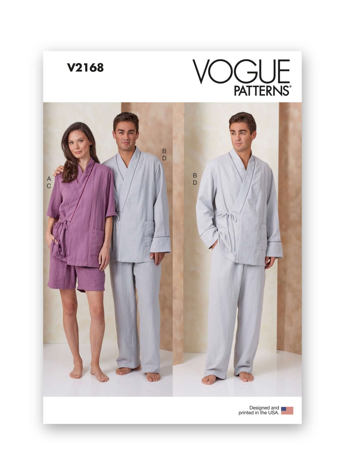 Vogue Patterns Sewing Pattern V2168 Unisex Robe, Pyjama Trousers and Shorts