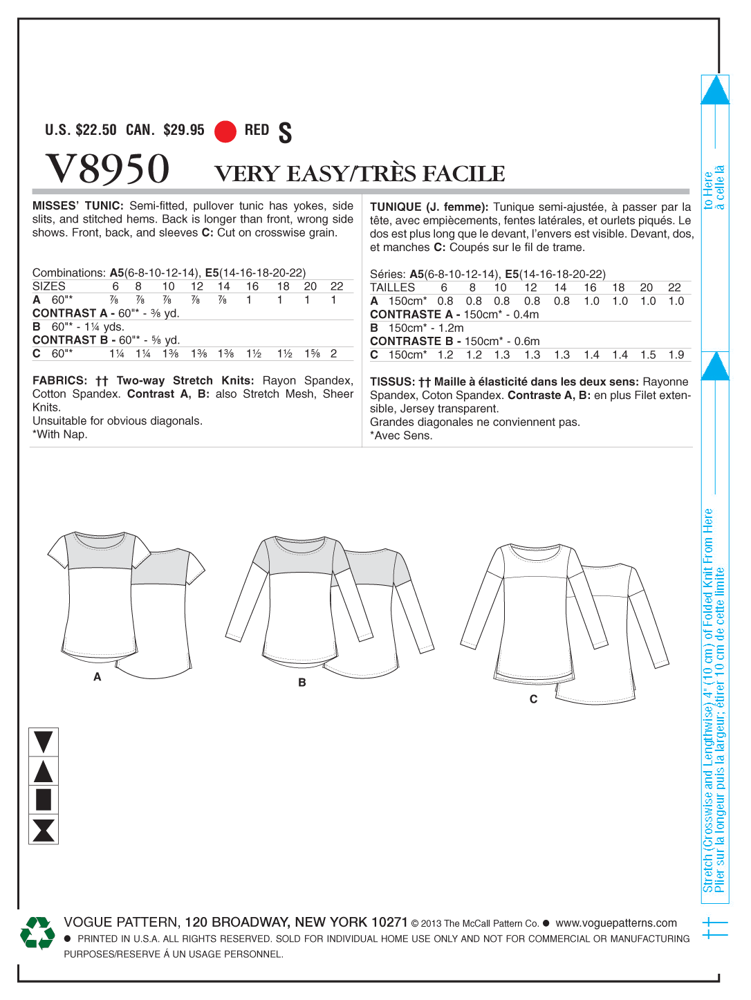 Vogue Patterns V8950 Misses' Tunic