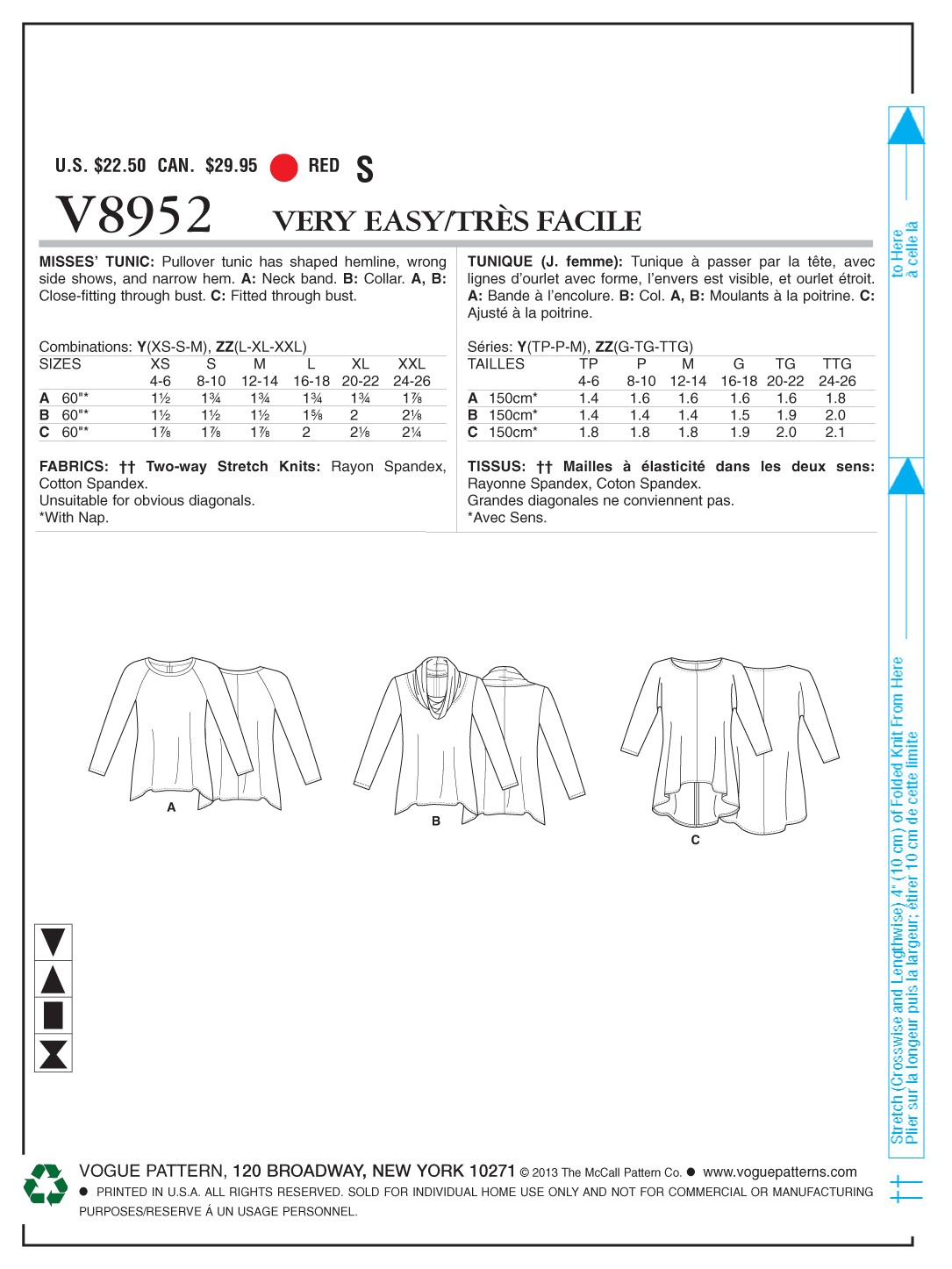 Vogue Patterns V8952 Misses' Tunic