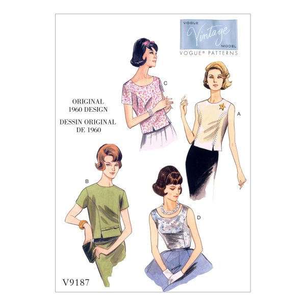 Vogue Patterns V9187 Misses' Jewel or Scoop-Neck, Princess-Seam Tops