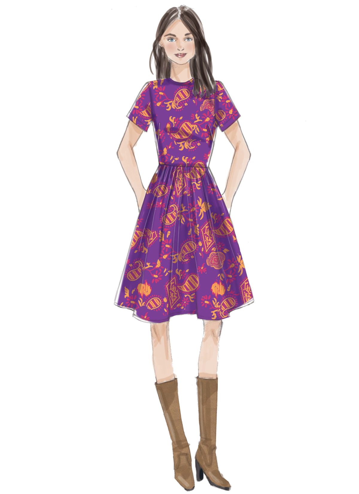 Vogue Patterns V9197 Misses' Jewel-Neck, Gathered-Skirt Dresses