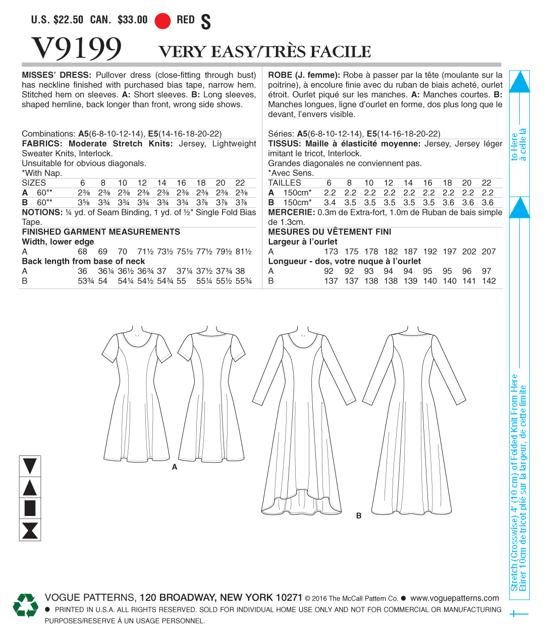 Vogue Patterns V9199 Misses' Knit Fit and Flare Dresses