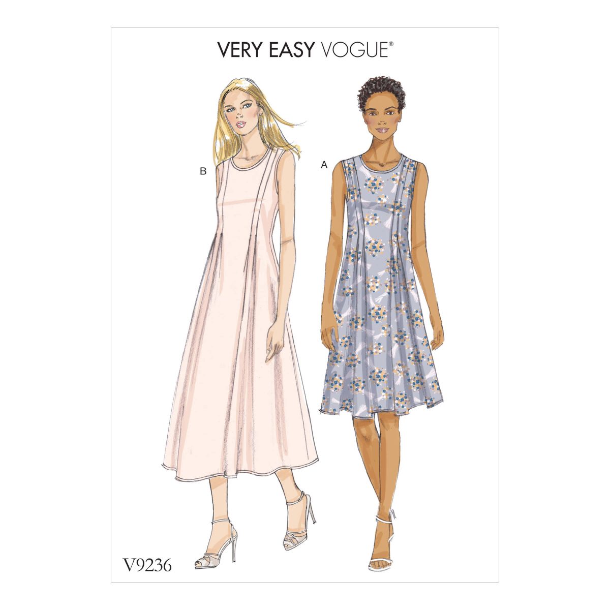 Vogue Patterns V9236 Misses' Released-Pleat Fit-and-Flare Dresses