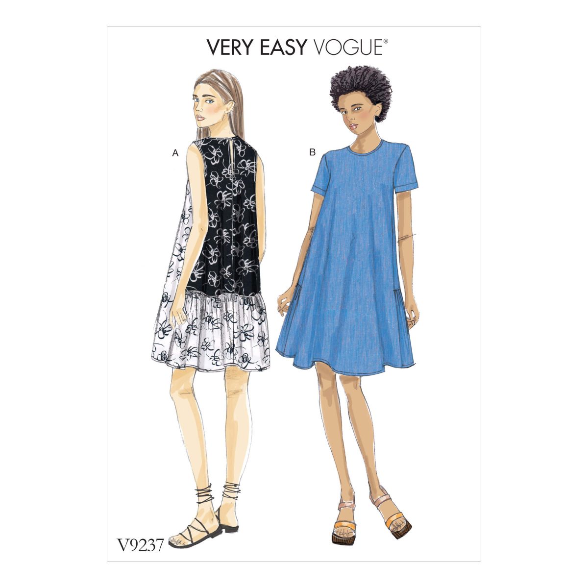 Vogue Patterns V9237 Misses' A-Line, Back-Ruffle Dresses