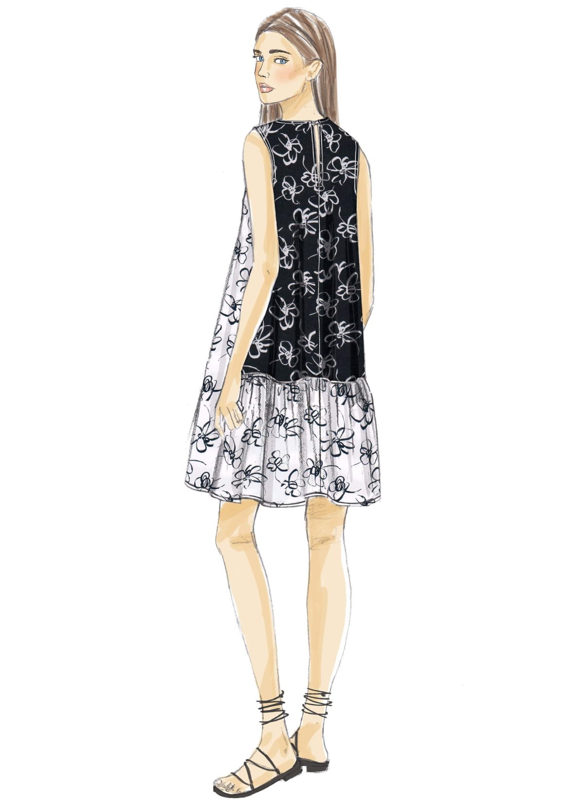 Vogue Patterns V9237 Misses' A-Line, Back-Ruffle Dresses