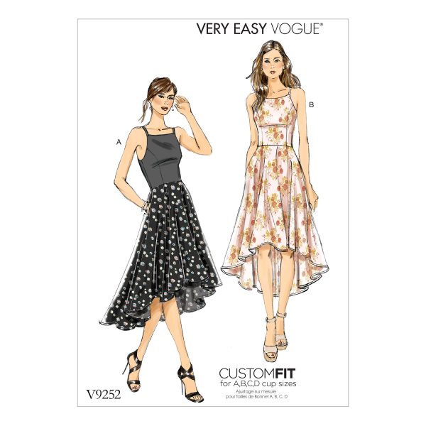 Vogue Patterns V9252 Misses' Princess Seam High-Low Dresses with Pockets