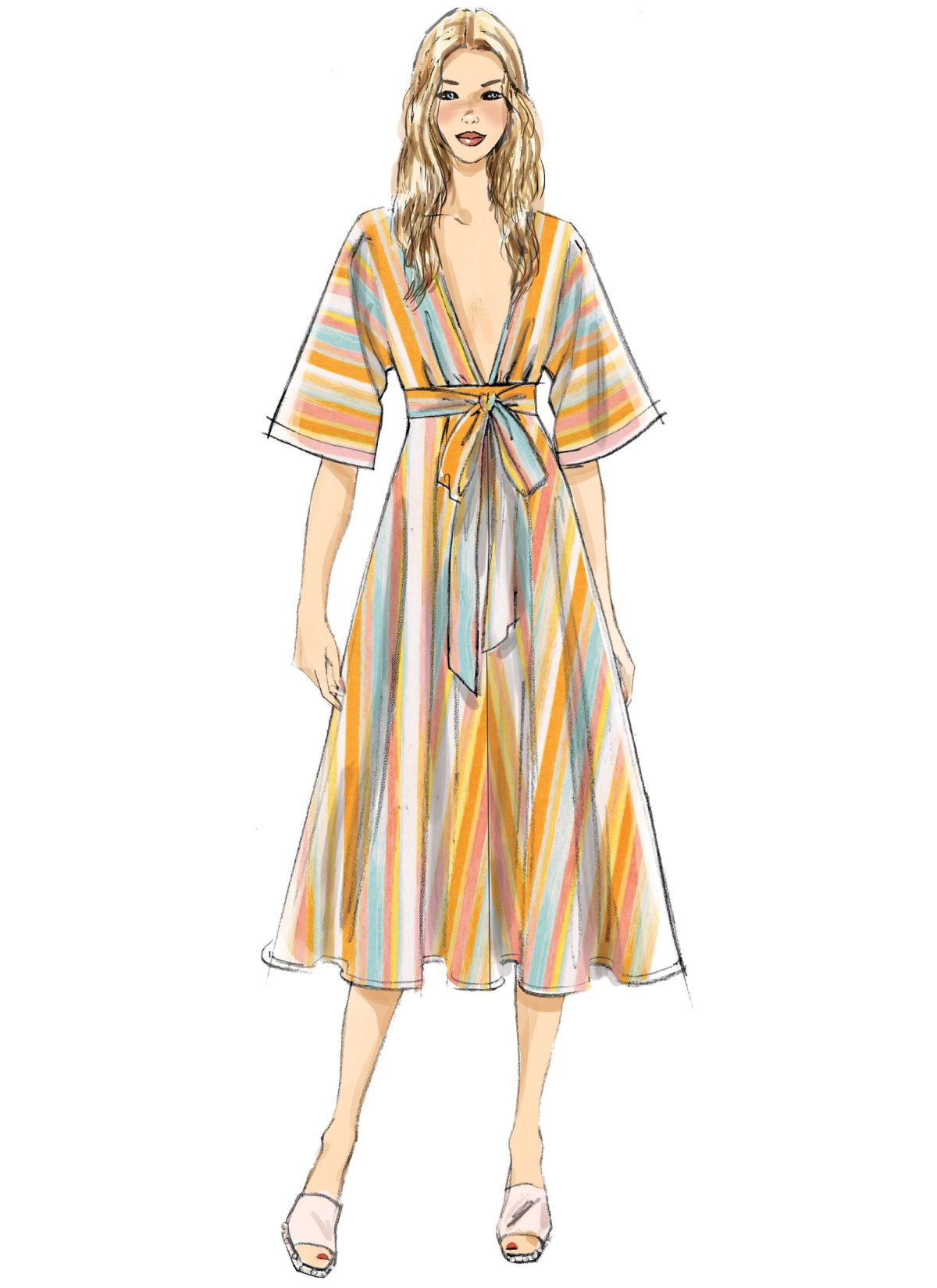 Vogue Patterns V1735 Misses' Deep-V Kimono-inspired Dresses with