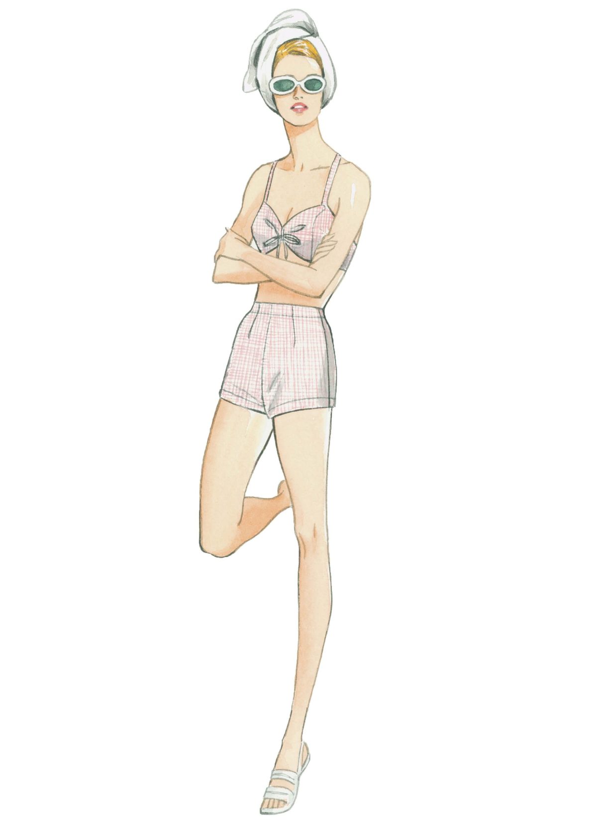 Vogue Patterns V9255 Misses' Lined Halter Bra and Shorts, and Square-Neck Coverup with Pockets