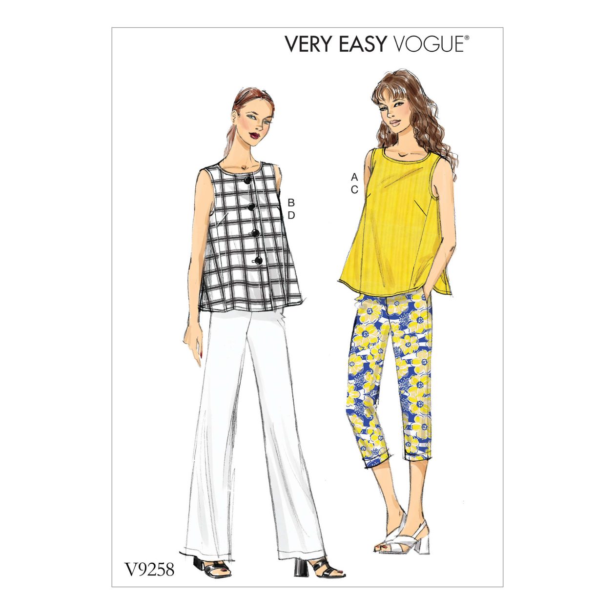 Vogue Patterns V9258 Misses' Sleeveless Tops with Pull-On Pants