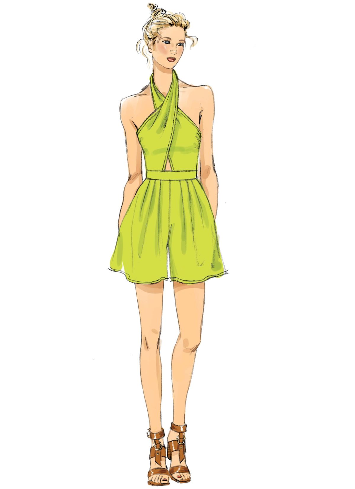 Vogue Patterns V9259 Misses' Criss-Cross Halter Romper and Jumpsuit with Length Variations