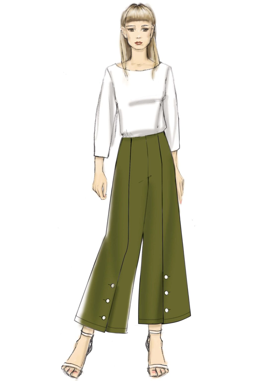 Vogue Patterns V9282 Misses’ High-Waisted Pants with Button Detail ...