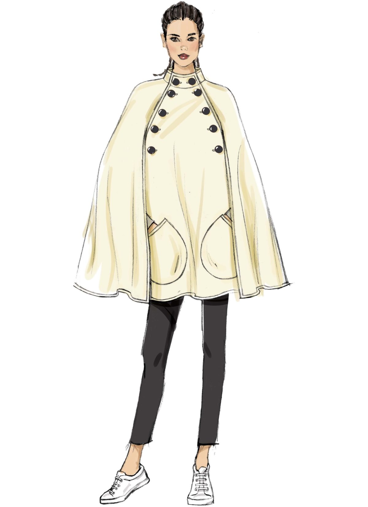 Vogue Patterns V9288 Misses' Cape with Stand Collar, Pockets, and Belt
