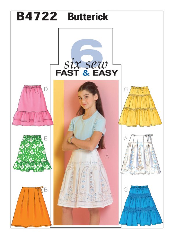 Butterick Sewing Pattern B4722 Girls' Pleated or Ruffled Skirts