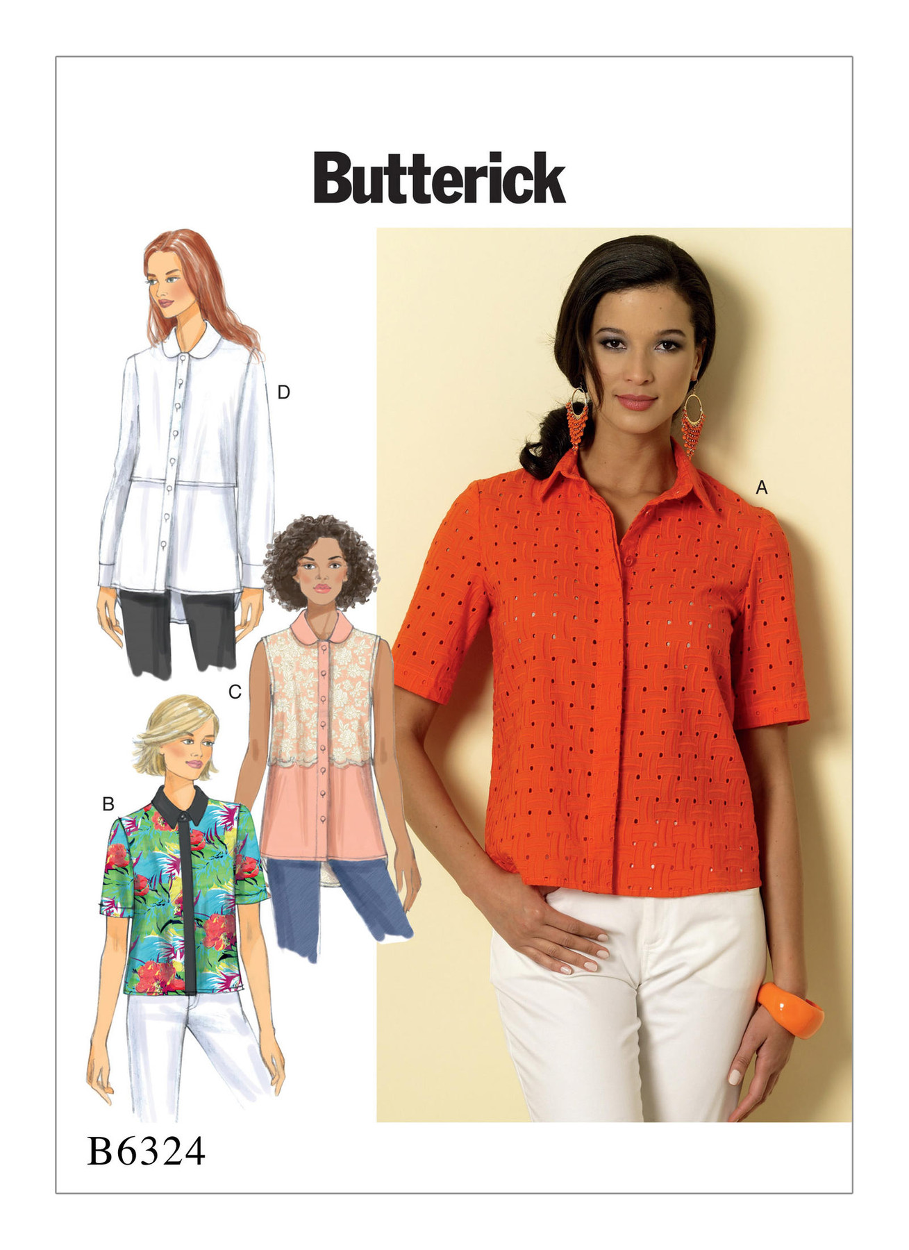 Butterick Sewing Pattern B6324 Misses’ Button-Down Collared Shirts