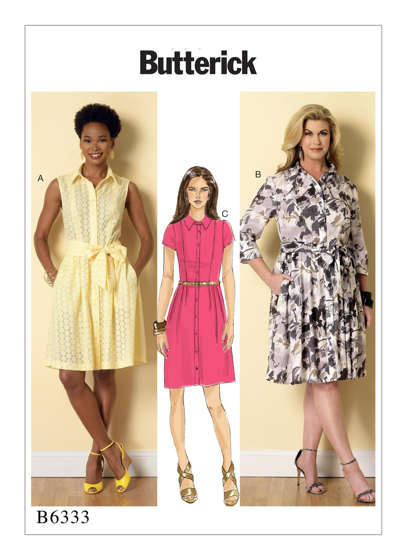 Butterick Sewing Pattern B6333 Misses’/Miss Petite/Women’s/Women Petite Shirtdress and Sash