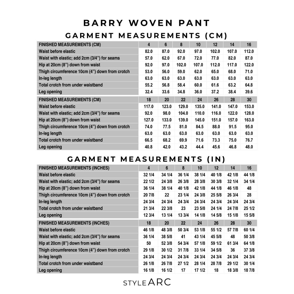 Style Arc Barry Woven Pant Sewing Pattern