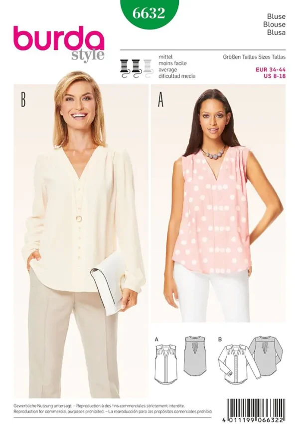 Burda Sewing Pattern B6632 Misses Blouse