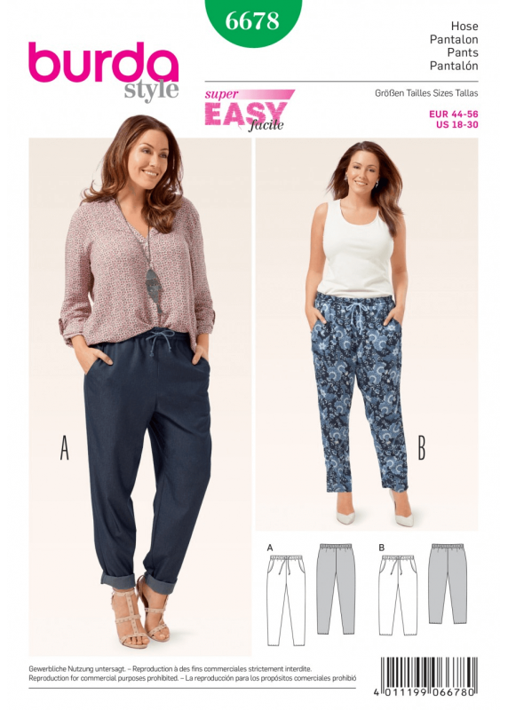 Burda Sewing Pattern 6678 Women's Trousers
