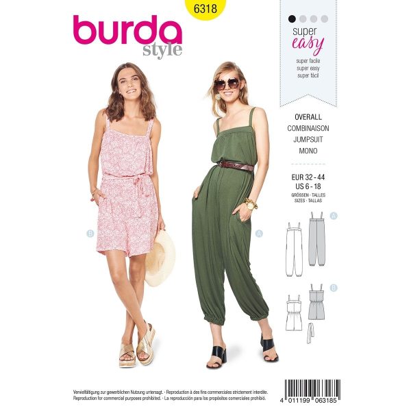 Burda Sewing Pattern B6318 Misses Jumpsuit