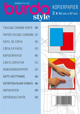 BURDA CARBON PAPER RED/BLUE
 
 1 Large Sheet Red - 83cm x 57cm & 1 Large Sheet Blue - 83cm x 57cm