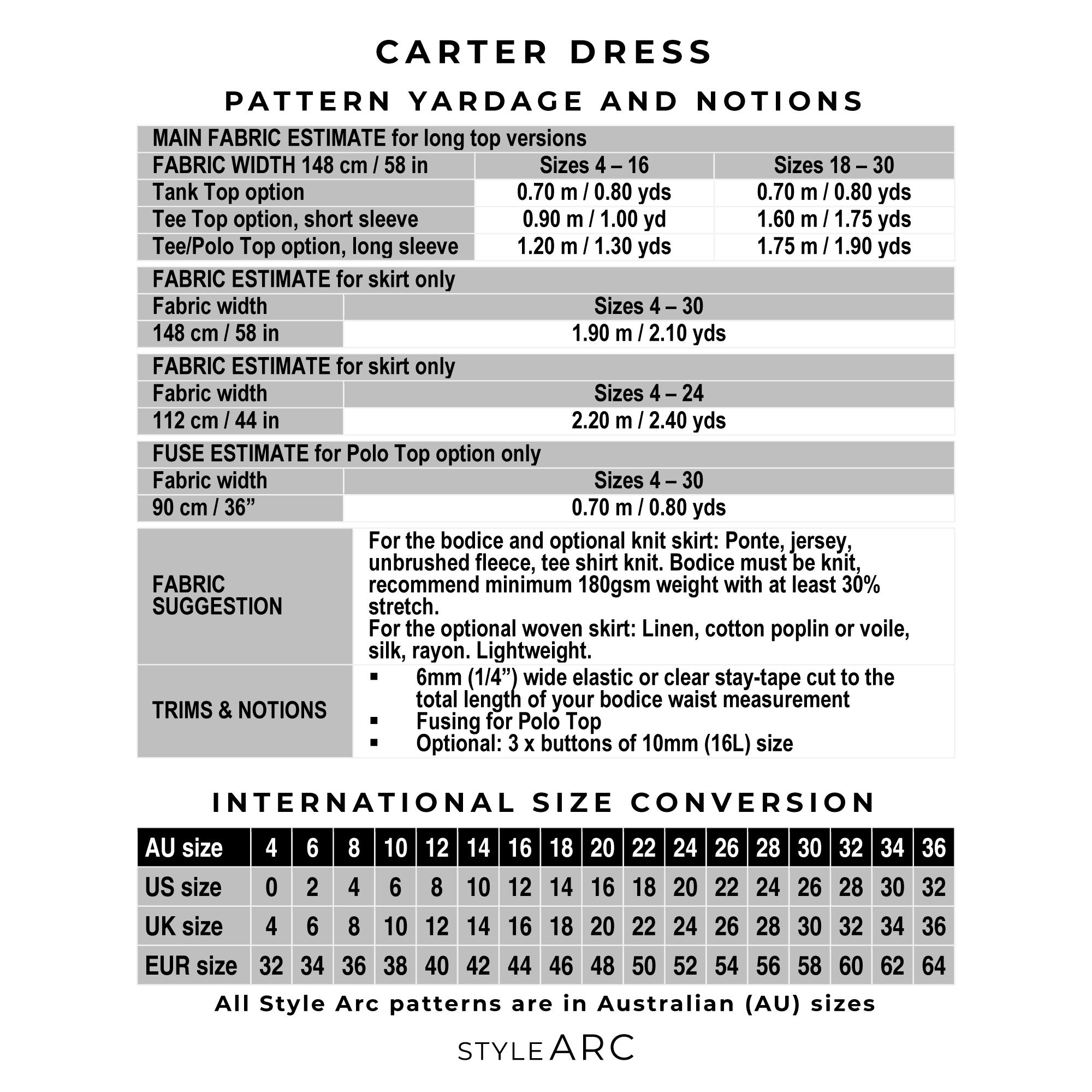 Style Arc Carter Dress Sewing Pattern