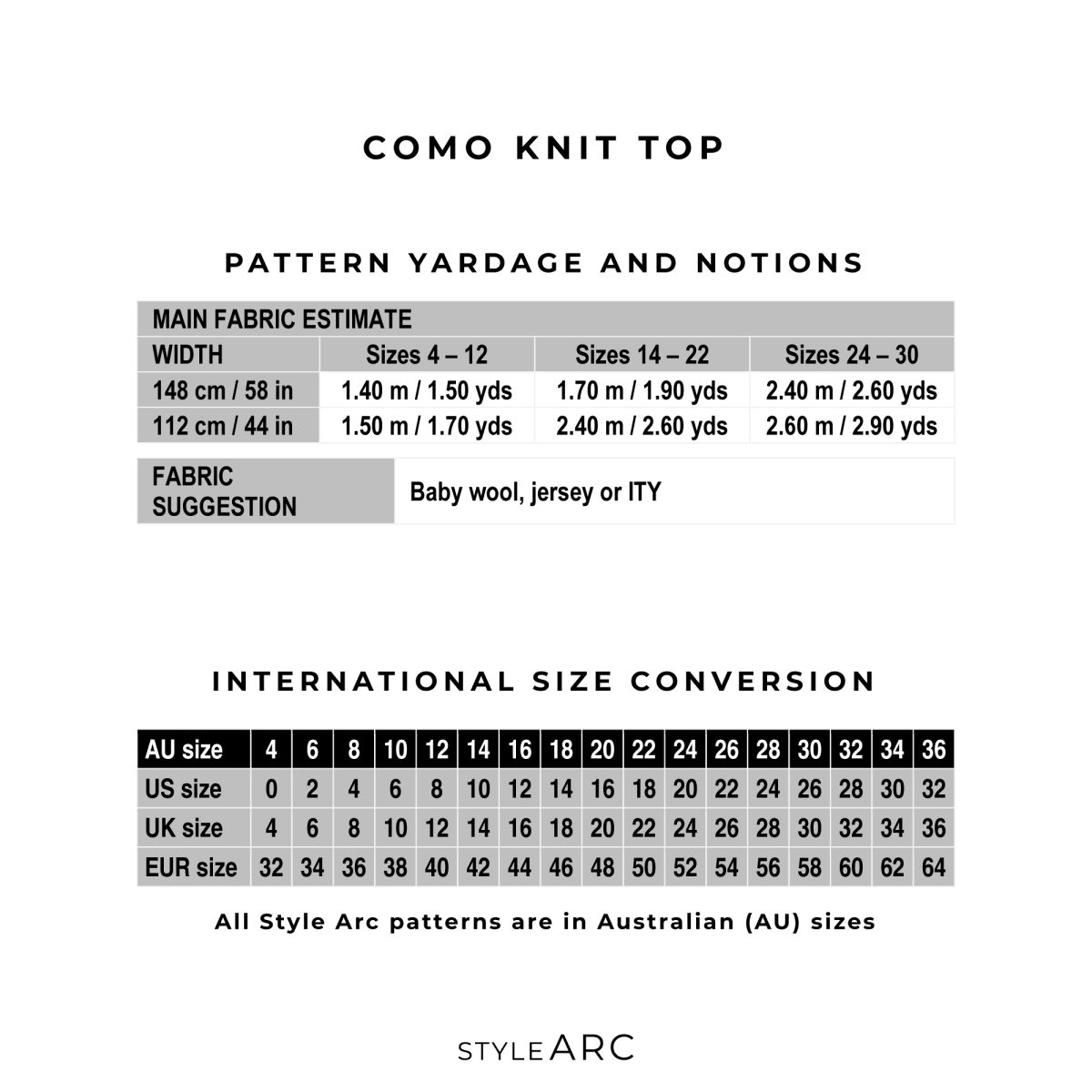 Style Arc Como Knit Top Sewing Pattern