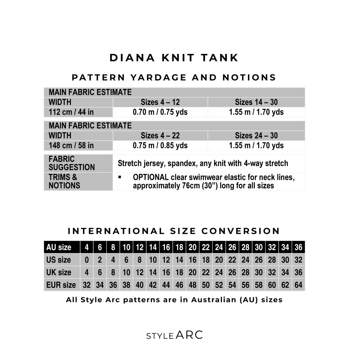 Style Arc Diana Knit Tank Sewing Pattern