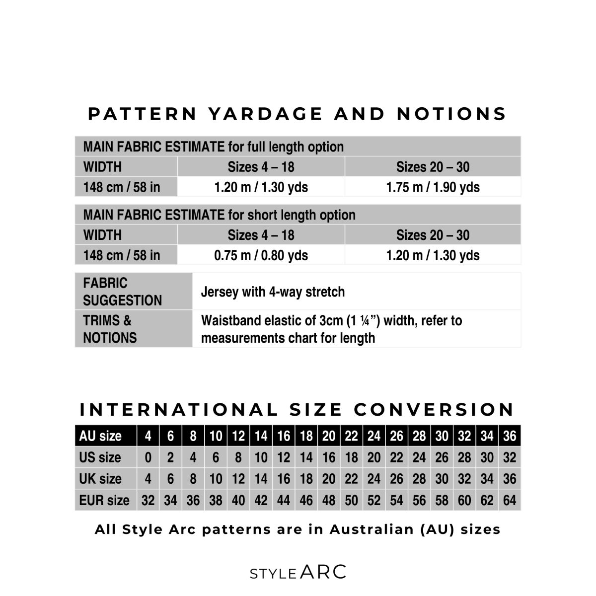 Style Arc Laura Knit Legging Sewing Pattern