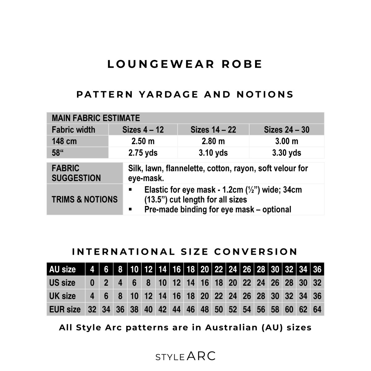 Style Arc Loungewear Robe Sewing Pattern
