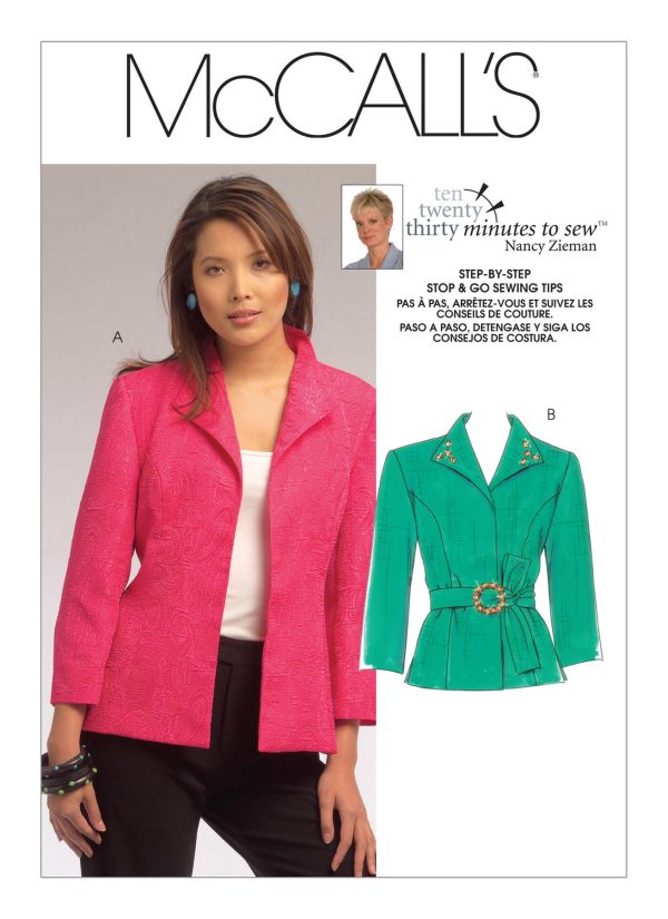 McCall's Sewing Pattern M5668 Misses' Wing Collar Jackets Nancy Zieman