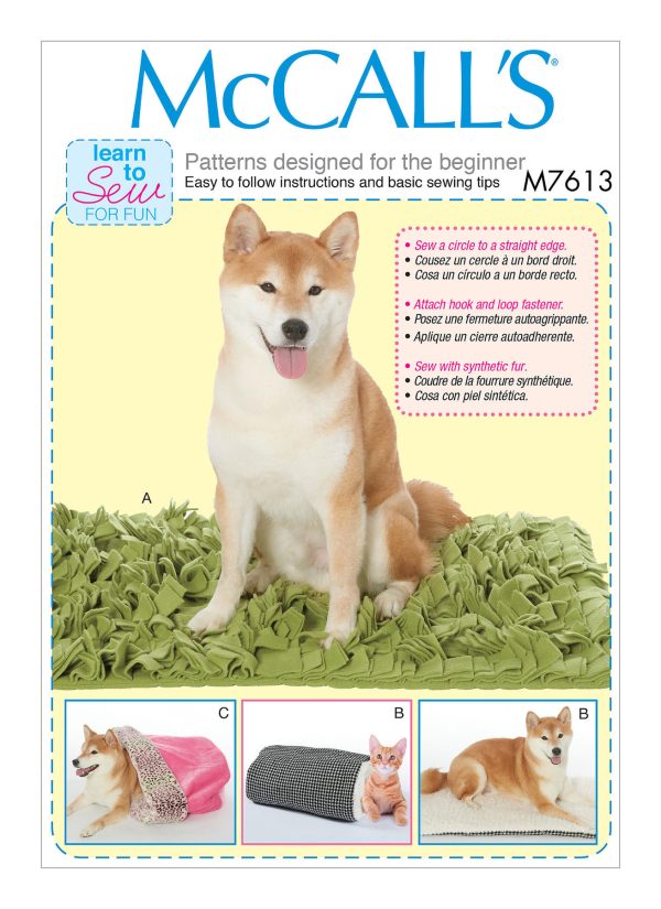 McCall's Sewing Pattern M7613 Pet Beds with Contrast and Lining Variations