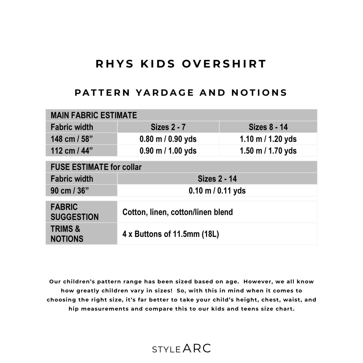 Style Arc Rhys Kids Overshirt Sewing Pattern