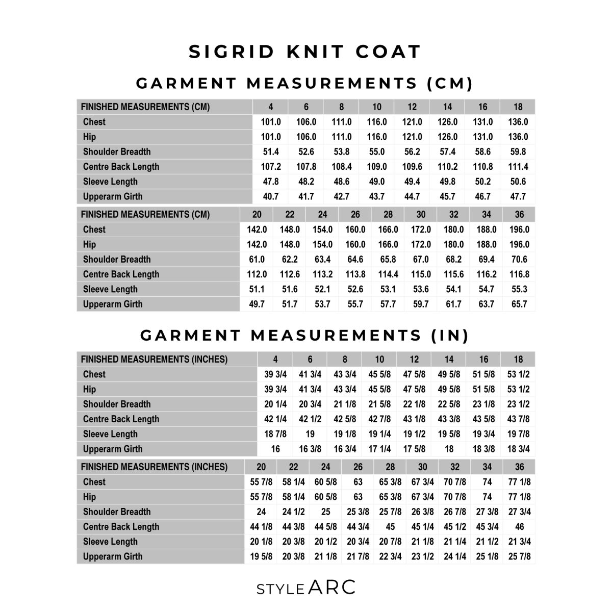 Style Arc Sigrid Knit Coat Sewing Pattern