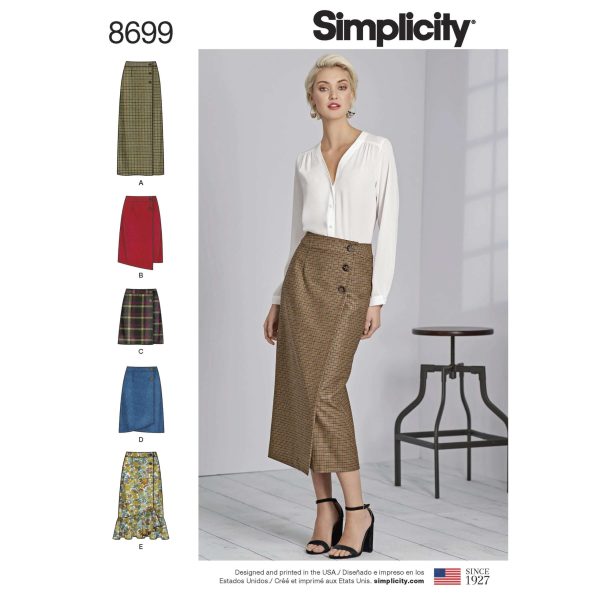 Simplicity 8699 Women's Wrap Skirts with Length Variations
