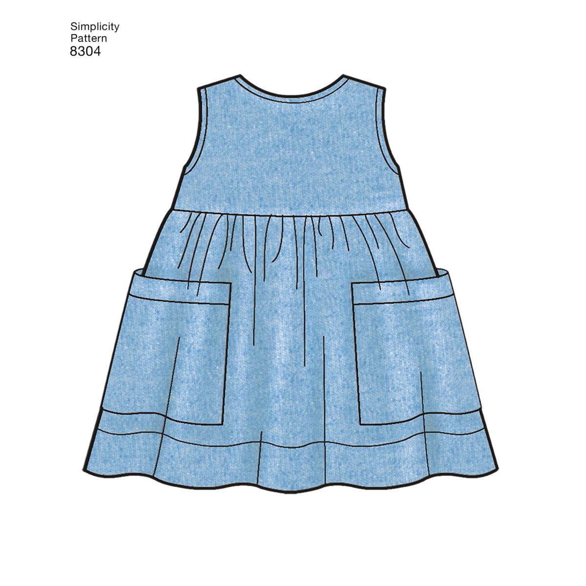 Simplicity Pattern 8304 Babies', Leggings, Top, Dress, Bibs and Headband in thress sizes S(17") M(18") L(19")