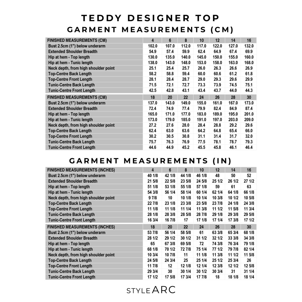 Style Arc Teddy Designer Top Sewing Pattern