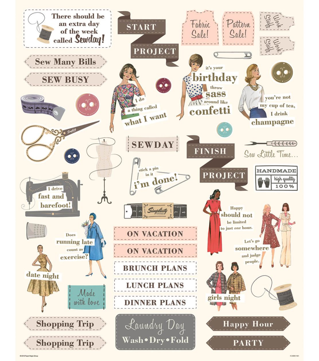 SIMPLICITY VINTAGE WALL PLANNER DECORATIVE STICKERS