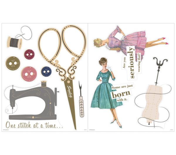 SIMPLICITY VINTAGE SEWING ROOM REMOVABLE DECORATIVE STICKERS